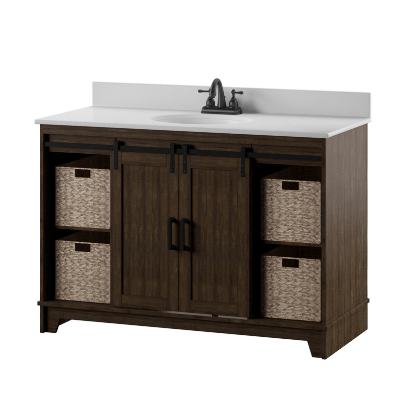 Sand & Stable Braylen Sliding Barn Door 48" Single Bathroom Vanity Set